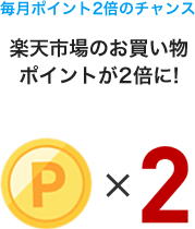 毎月ポイント2倍のチャンス 楽天市場のお買い物ポイントが2倍に！